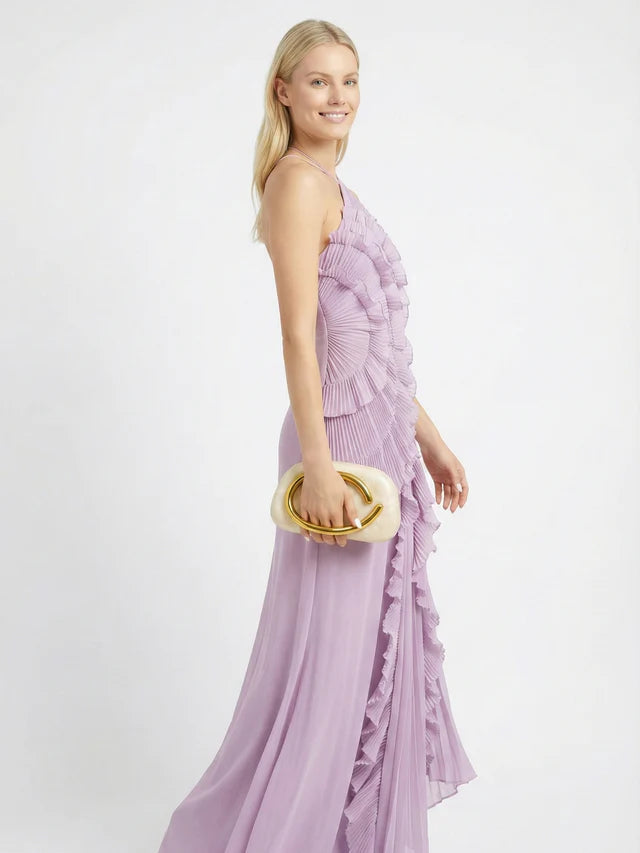 Amelia | Pleated Halter Maxi Dress