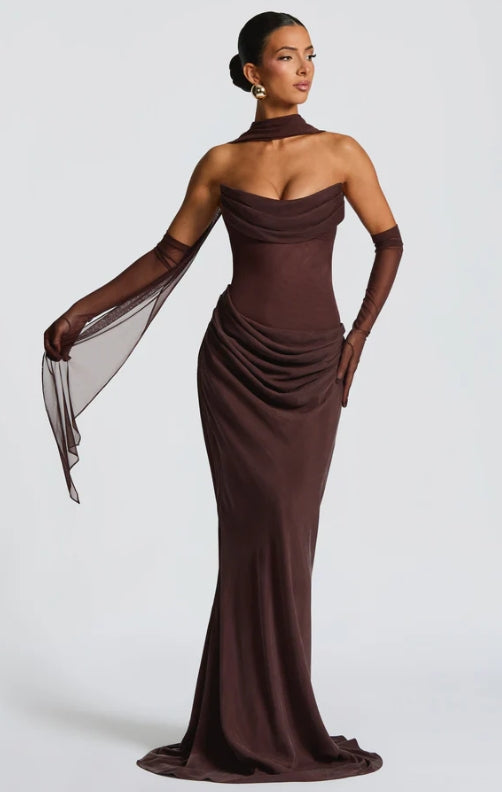 Liora Maxi Dress – Plum Brown